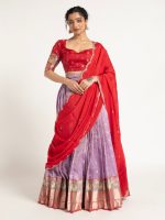 Purple Kota Silk Lehenga Set of 3