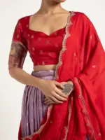 Purple Kota Silk Lehenga Set of 3 - Image 3