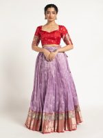 Purple Kota Silk Lehenga Set of 2