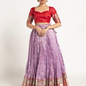 Purple Kota Silk Lehenga Set of 2