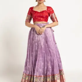 Purple Kota Silk Lehenga Set of 2