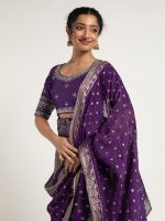 Purple Tissue Silk Lehenga Set of 3 - Image 2