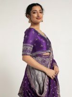 Purple Tissue Silk Lehenga Set of 3 - Image 3