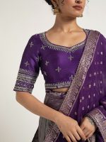 Purple Tissue Silk Lehenga Set of 3 - Image 4