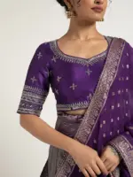 Purple Tissue Silk Lehenga Set of 3 - Image 4