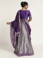 Purple Tissue Silk Lehenga Set of 3 - Image 7
