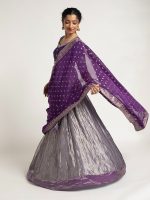 Purple Tissue Silk Lehenga Set of 3 - Image 5
