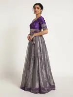 Purple Tissue Silk Lehenga Set of 2 - Image 2