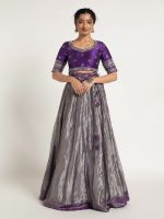 Purple Tissue Silk Lehenga Set of 2