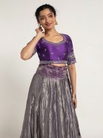 Purple Tissue Silk Lehenga Set of 2 - Image 3