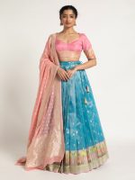 Blue Kota Silk Lehenga Set of 3