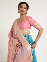 Blue Kota Silk Lehenga Set of 3 - Image 3