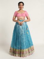 Blue Kota Silk Lehenga Set of 2