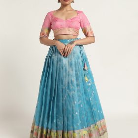 Blue Kota Silk Lehenga Set of 2