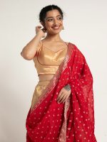 Gold Tissue Silk Lehenga Set of 3 - Image 2
