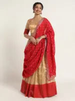 Gold Tissue Silk Lehenga Set of 3