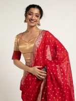 Gold Tissue Silk Lehenga Set of 3 - Image 3