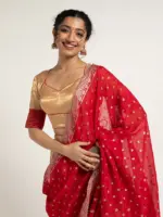 Gold Tissue Silk Lehenga Set of 3 - Image 3
