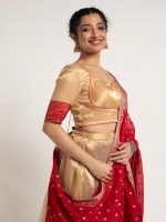 Gold Tissue Silk Lehenga Set of 3 - Image 4