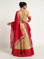 Gold Tissue Silk Lehenga Set of 3 - Image 5