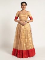 Gold Tissue Silk Lehenga Set of 2