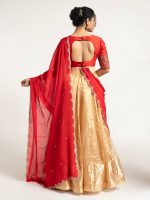 Champagne Gold Tissue Silk Lehenga Set of 3 - Image 5