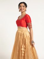 Champagne Gold Tissue Silk Lehenga Set of 2 - Image 2