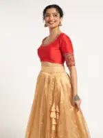 Champagne Gold Tissue Silk Lehenga Set of 2 - Image 2