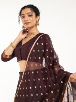 Coffee Brown Organza Silk Dupatta - Image 2