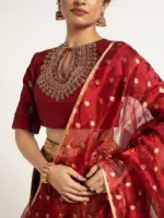 Maroon Tissue Silk Dupatta - Image 3