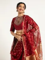 Maroon Tissue Silk Dupatta