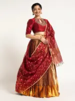Maroon Tissue Silk Dupatta - Image 2