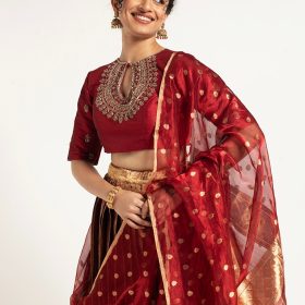 Maroon Tissue Silk Dupatta