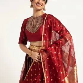 Maroon Tissue Silk Dupatta