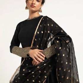 Black Organza Silk Dupatta