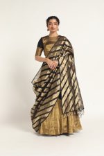 Black Leheriya Organza Silk Dupatta