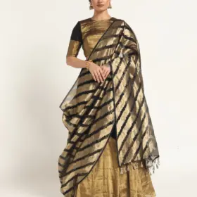 Black Leheriya Organza Silk Dupatta