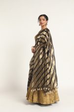 Black Leheriya Organza Silk Dupatta - Image 2