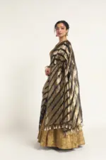 Black Leheriya Organza Silk Dupatta - Image 2
