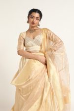 Ivory Tissue Silk Dupatta with Zari Border Detailing - Image 2