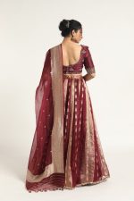 Burgundy Organza Silk Dupatta - Image 2