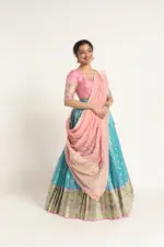 Blue Kota Silk Lehenga Set of 3