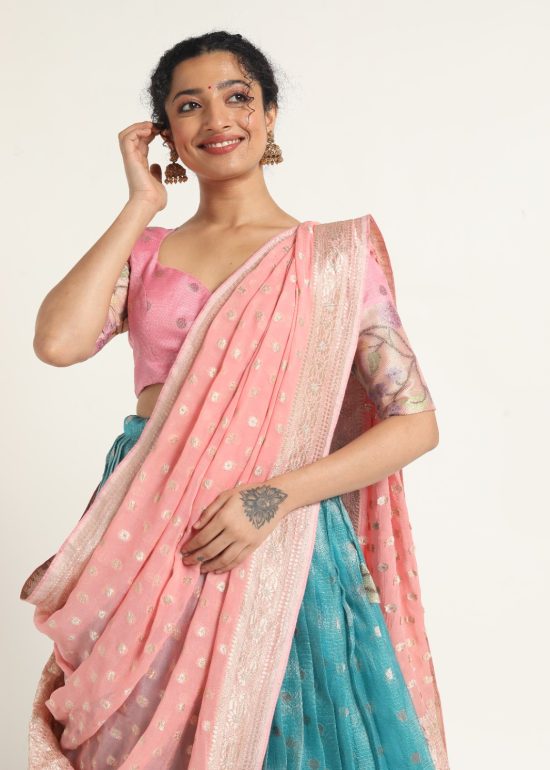 Peach Georgette Dupatta