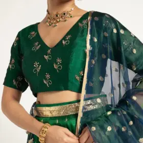 Green Silk Embroidered Blouse