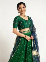 Green Silk Embroidered Blouse - Image 2
