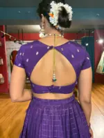 Purple  Chequered Silk Lehenga Set of 2 - Image 6