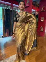 Black Metallic Tissue Silk Saree