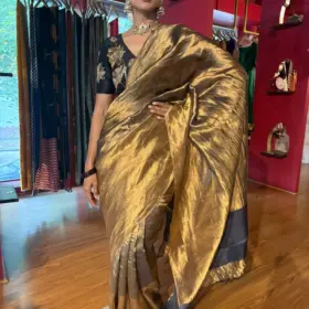 Black Metallic Tissue Silk Saree