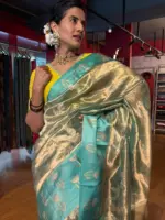 Blue Banarasi Tissue Silk Saree - Image 5