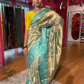 Blue Banarasi Tissue Silk Saree